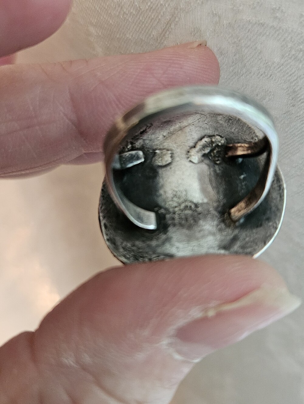 Vintage Sterling Silver Green Variscite Ring, Size 9+,Southwestern, Native Style - Picture 6 of 9